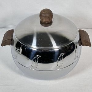 Vintage West Bend Penguin Ice Bucket Chrome Hot and Cold Server Mid Century